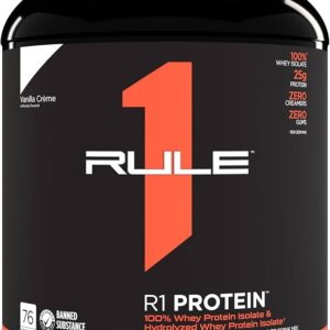 1 RULE R1 PROTEIN  100% WHEY PROTEIN ISOLATE & HYDROLYZED WHEY PROTEIN ISOLATE - VANILLA CREME -1.98 LB -UNIDAD