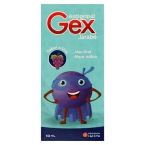 GEX ANTIGRIPAL EN JARABE PARA NIÑOS, SABOR UVA, 60 mL.