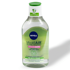 NIVEA  AGUA MICELAR EFECTO MATE, 0% RESIDUOS, SIN PERFUME, PIEL MIXTA A GRASA, PRESENTACIÓN 400mL.