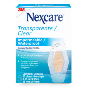 NEXCARE TRANSPARENT/CLEAR IMPERMEABLE, CURAS TRANSPARENTES IMPERMEABLES, CAJA CON 15 UNIDADES.