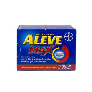 ALEVE MAX 550MG CONTRA DOLOR DE ARTRITIS AGUDA, REUMATISMO, GOTA Y DOLOR DE CUERPO, TABLETAS RECUBIERTAS, UNIDAD.