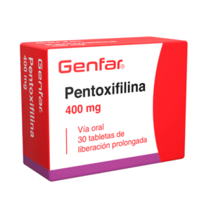 PENTOXIFILINA 400mg, TABLETAS DE LIBERACIÓN PROLONGADA, CAJA CON 30 TABLETAS, UNIDAD.