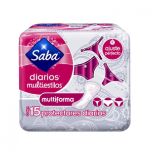 SABA DIARIOS MULTIESTILOS, 15 PROTECTORES DIARIOS MULTIFORMA.