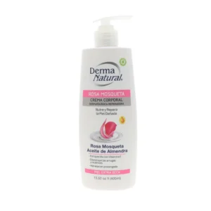 DERMA NATURAL ROSA MOSQUETA CREMA CORPORAL CON ACEITE DE ALMENDRA, 400mL.