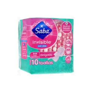 SABA INVISIBLE, TOALLAS DELGADAS CON ALAS, 10 TOALLAS