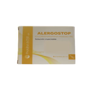 ALERGOSTOP SOLUCIÓN INYECTABLE, CAJA CON 5 AMPOLLAS, UNIDAD.