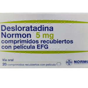 DESLORATADINA 5mg. NORMON, COMPRIMIDOS RECUBIERTOS, CAJA CON 20 COMPRIMIDOS, UNIDAD