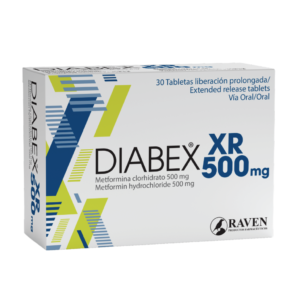 DIABEX XR 500mg - TABLETAS DE LIBERACIÓN PROLONGADA, CAJA CON 30 TABLETAS