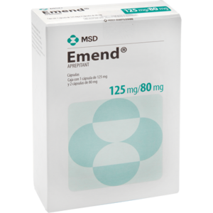 EMEND, CAPSULAS, CAJA CON 1 CÁPSULA DE 125MG Y 2 CÁPSULAS DE 80MG.