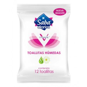 SABA TOALLITAS HÚMEDAS DE USO DIARIO CON VITAMINA E Y EXTRACTO DE ALGODON, 12 UNIDADES
