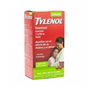 TYLENOL SUSPENSIÓN INFANTIL, ALIVIO DE LA FIEBRE Y EL DOLOR, SABOR CEREZA, 120 mL.