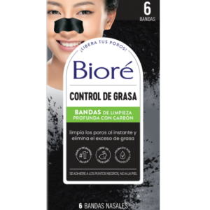 BIORÉ BANDAS NASALES CARBÓN, LIMPIEZA PROFUNDA, CAJA CON 6 BANDAS.