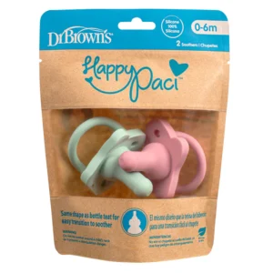 DR. BROWN´S HAPPY PACI, SILICONE SOOTHER, CHUPETAS DE SILICON, 0-6 MESES, 2 UNIDADES.