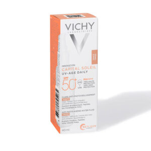 VICHY CAPITAL SOLEIL SPF 50+ UVA,  PROTECTOR SOLAR  UV-AGE DAILY, PA++++, CON COLOR, 40ML.