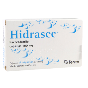 HIDRASEC RACECADOTRIL 100 MG, CÁPSULAS, CAJA CON 9 CÁPSULAS, UNIDAD.