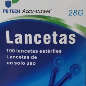 LANCETAS DE UN SOLO USO PB TECH ACCU-ANSWER, 28g, 100 LANCETAS DE UN SOLO USO.