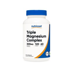 TRIPLE MAGNESIUM COMPLEX NUTRICOST, COMPLEJO DE MAGNESIO TRIPLE, 300 MG, 120 CÁPSULAS