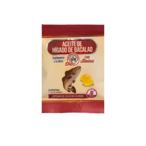ACEITE DE HÍGADO DE BACALAO CON VITAMINAS, CÁPSULAS DE GELATINA BLANDA, 25 UNIDADES.